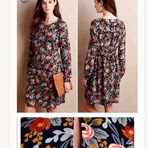 Rifle Paper Co x Paper Crown Anthropologie Dress Efflorescence Swing Dress L